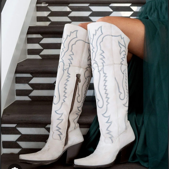 DAN POST DP4377 "Loverly" tall top white leather cowgirl western boots NWT - Picture 5 of 8
